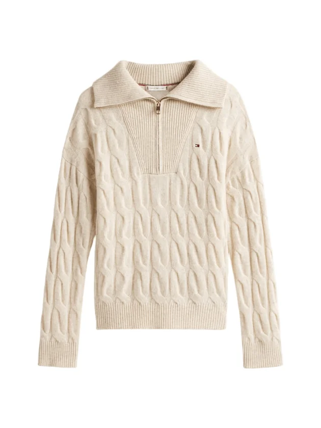 Soft Wool Cable 1/2 Zip LS SWT