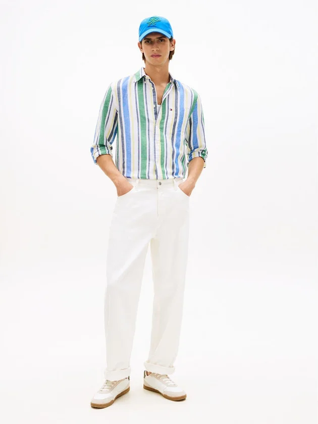 Linen Blend Bold Stp Shirt