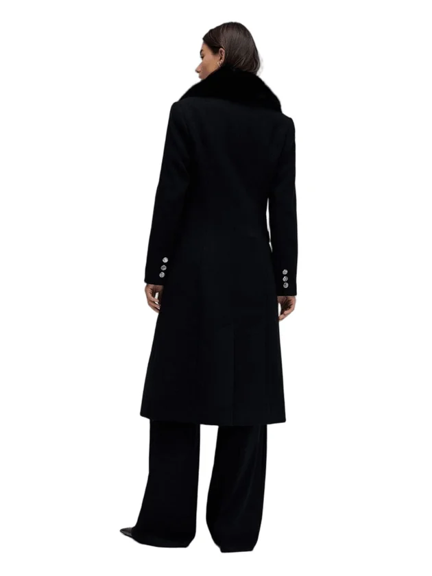 Wool Coat With Faux Fur Collar