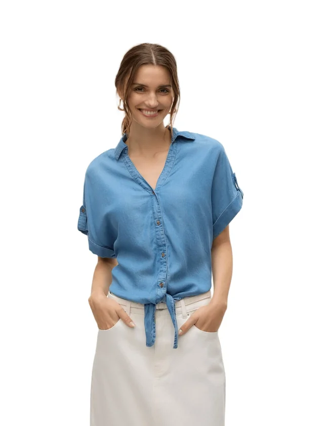 Fleur Ss Bow Tencel Shirt