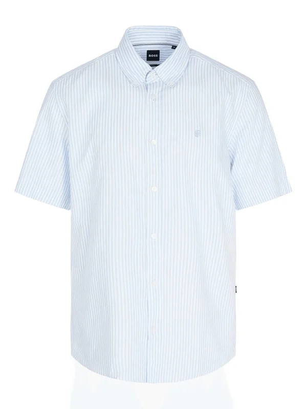 Chemise Regular Fit Rayée Broderie Logo Col Pointu Style Bowling