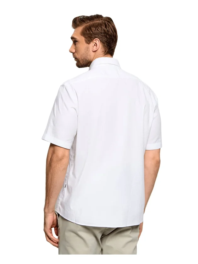 Chemise Regular Fit Rayée Broderie Logo Col Pointu Style Bowling