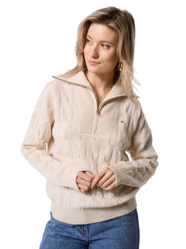 Soft Wool Cable 1/2 Zip LS SWT