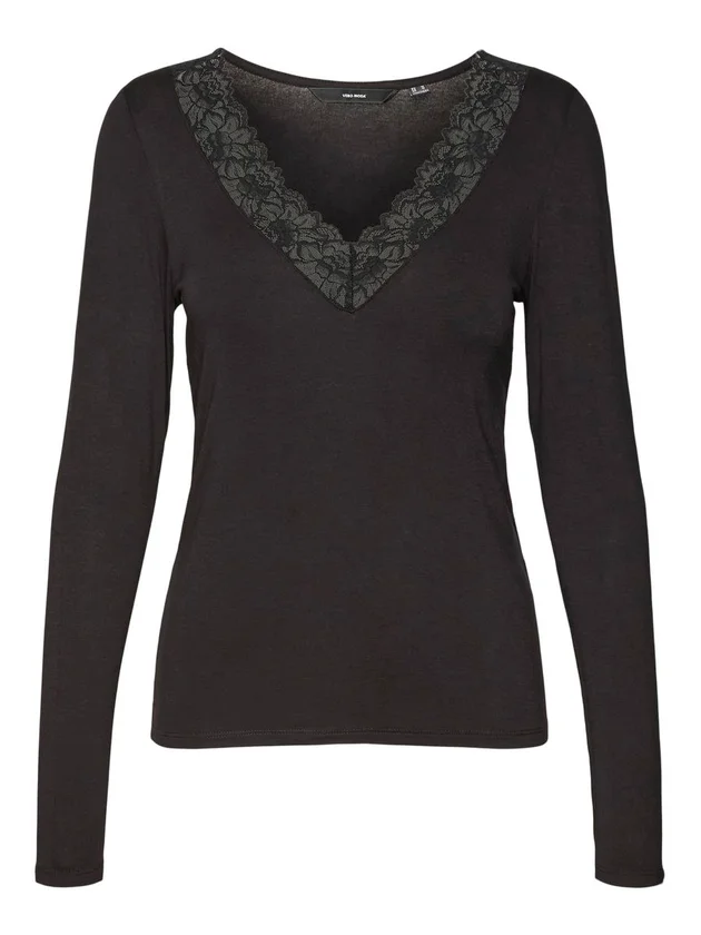 Vmrosa Ls V Neck Lace Top