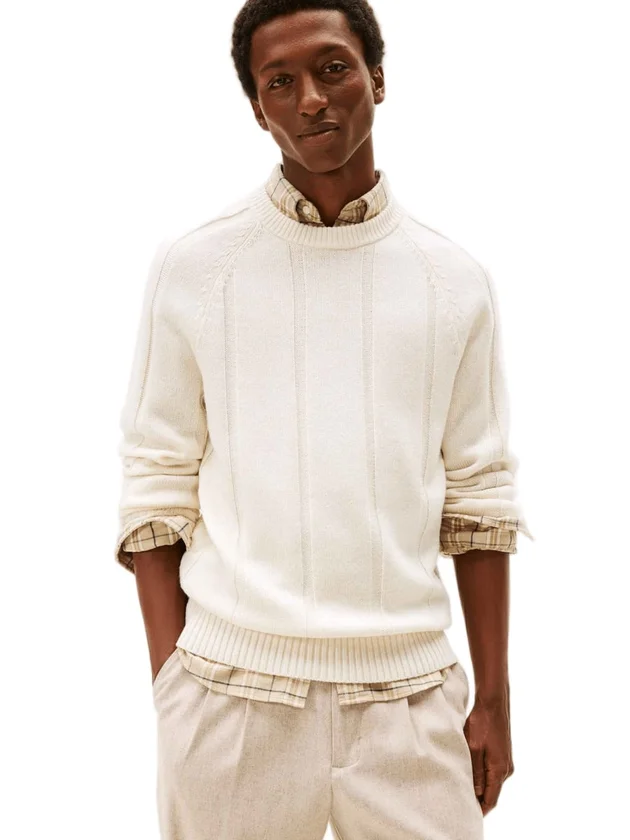 Textured Stripe Crewneck