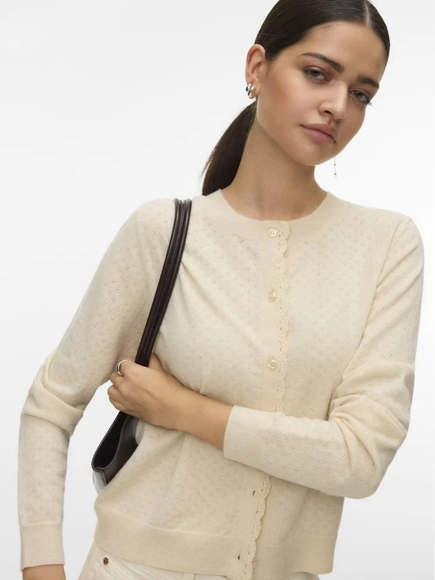 Marina Pointelle LS O N Cardigan Boo