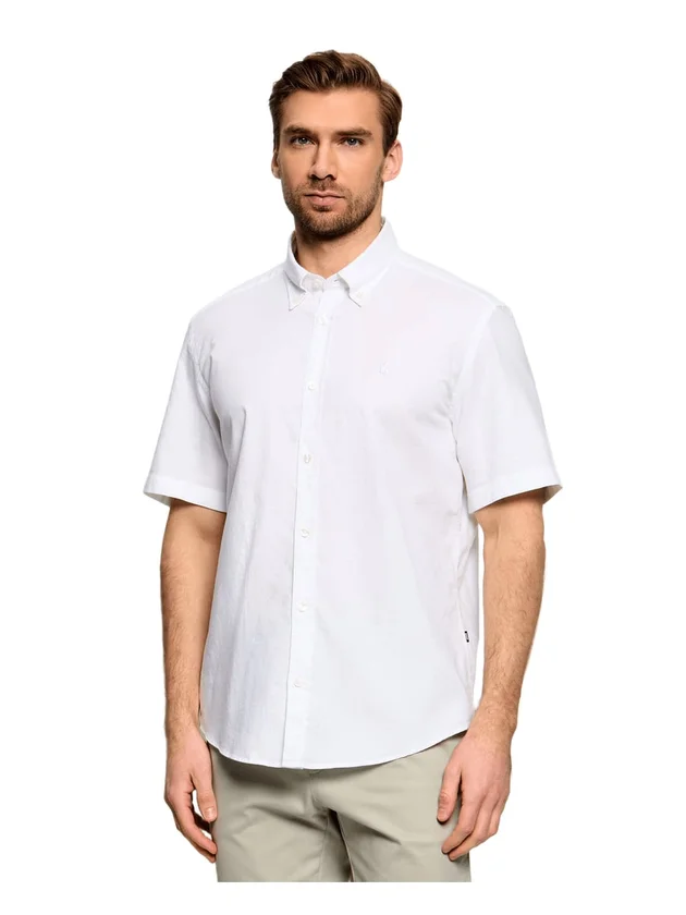 Chemise Regular Fit Rayée Broderie Logo Col Pointu Style Bowling