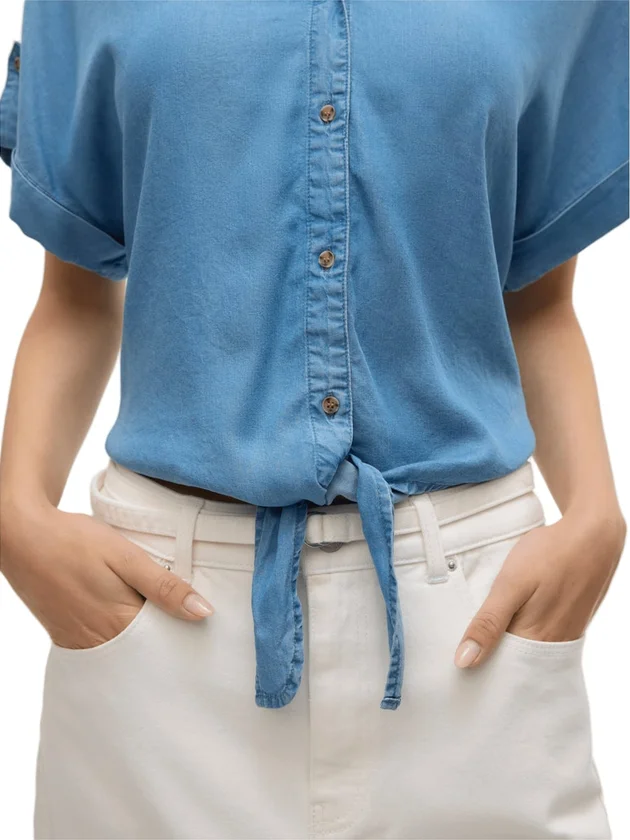 Fleur Ss Bow Tencel Shirt