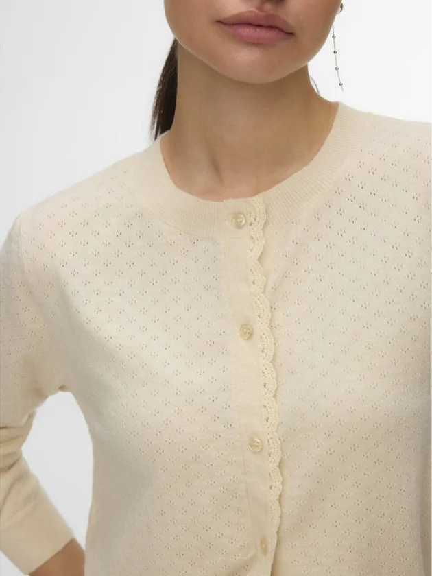 Marina Pointelle LS O N Cardigan Boo