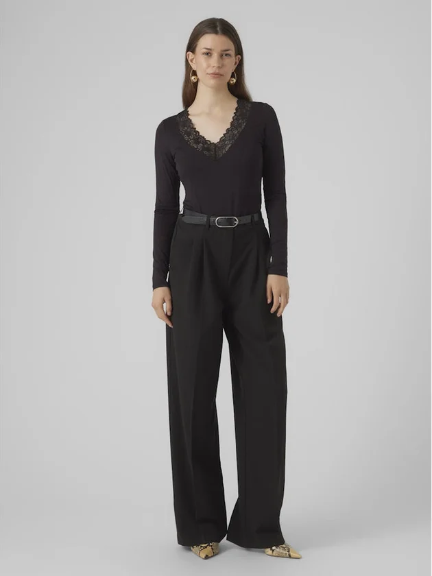 Vmrosa Ls V Neck Lace Top