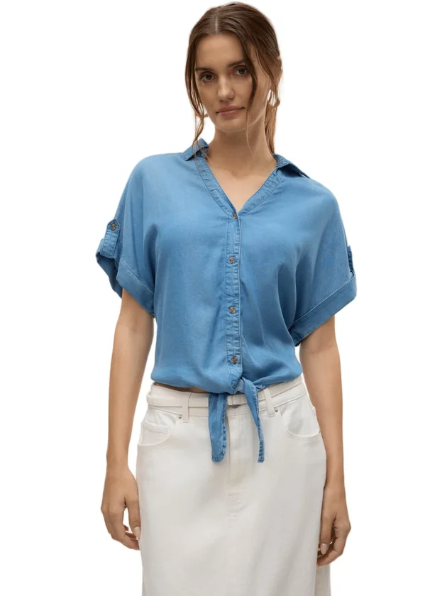 Fleur Ss Bow Tencel Shirt