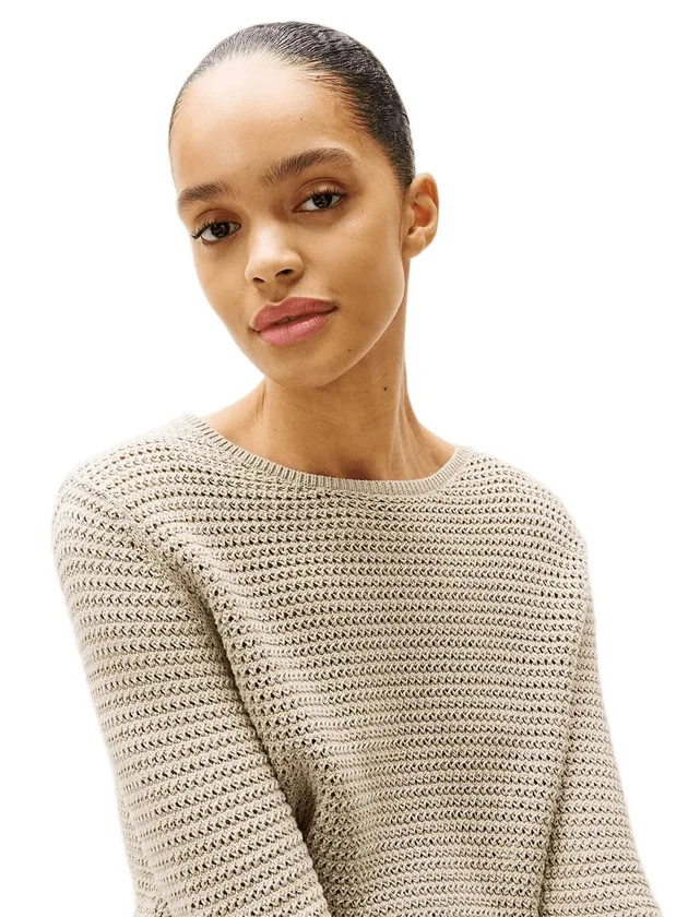 Pointelle Crochet Open Nk Ls Swt
