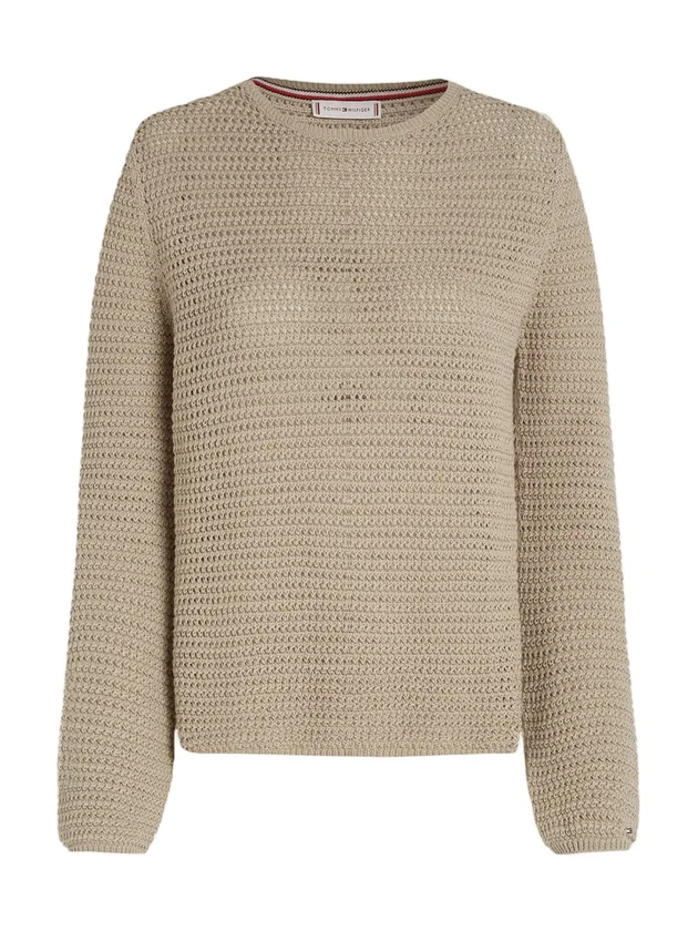 Pointelle Crochet Open Nk Ls Swt