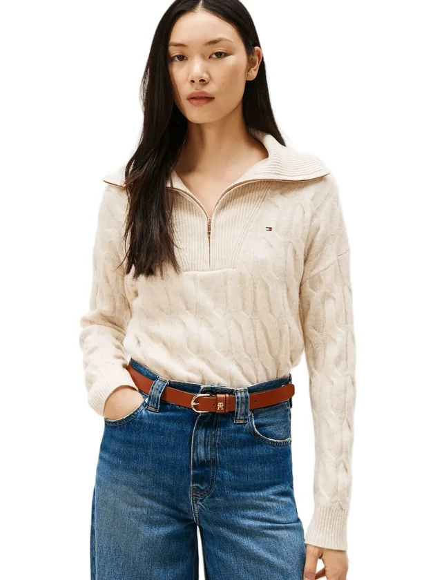 Soft Wool Cable 1/2 Zip LS SWT