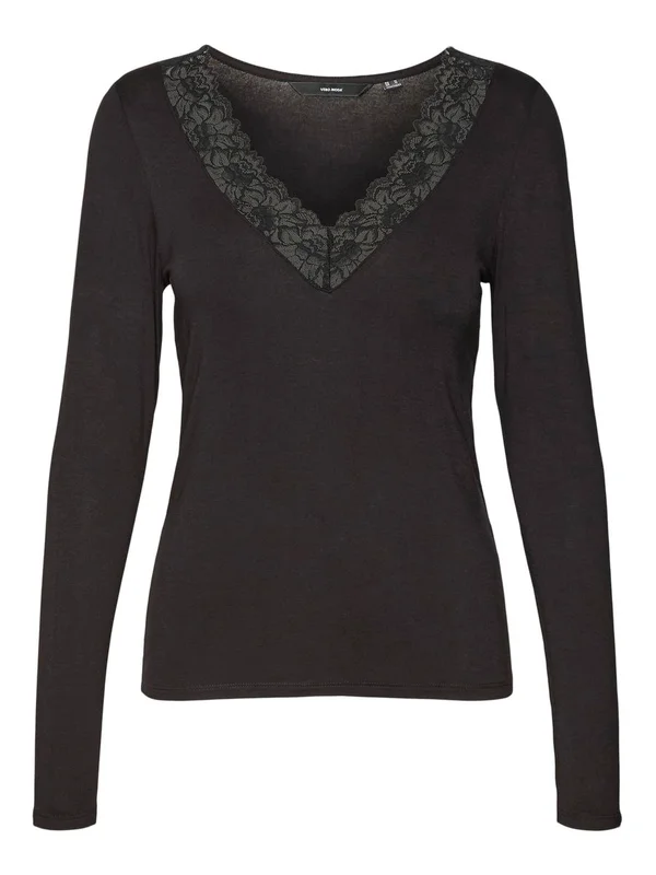 Vmrosa Ls V Neck Lace Top