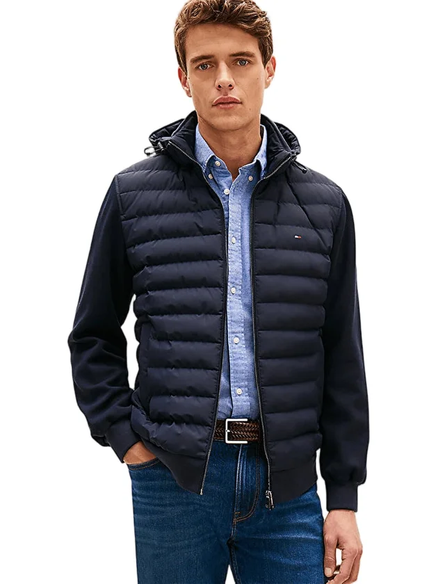 Mix Media Hooded Zip Through