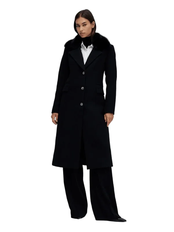 Wool Coat With Faux Fur Collar