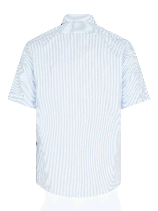 Chemise Regular Fit Rayée Broderie Logo Col Pointu Style Bowling
