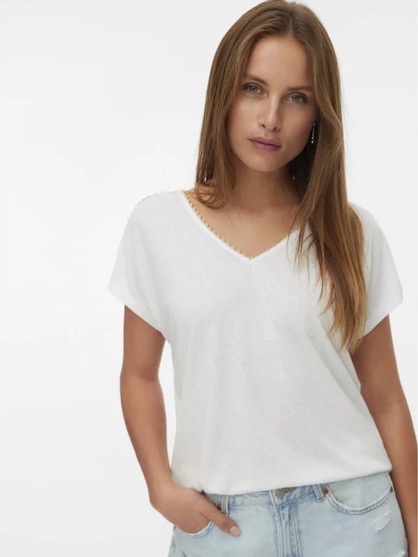 Jackie S L V Neck Top Jrs Btq