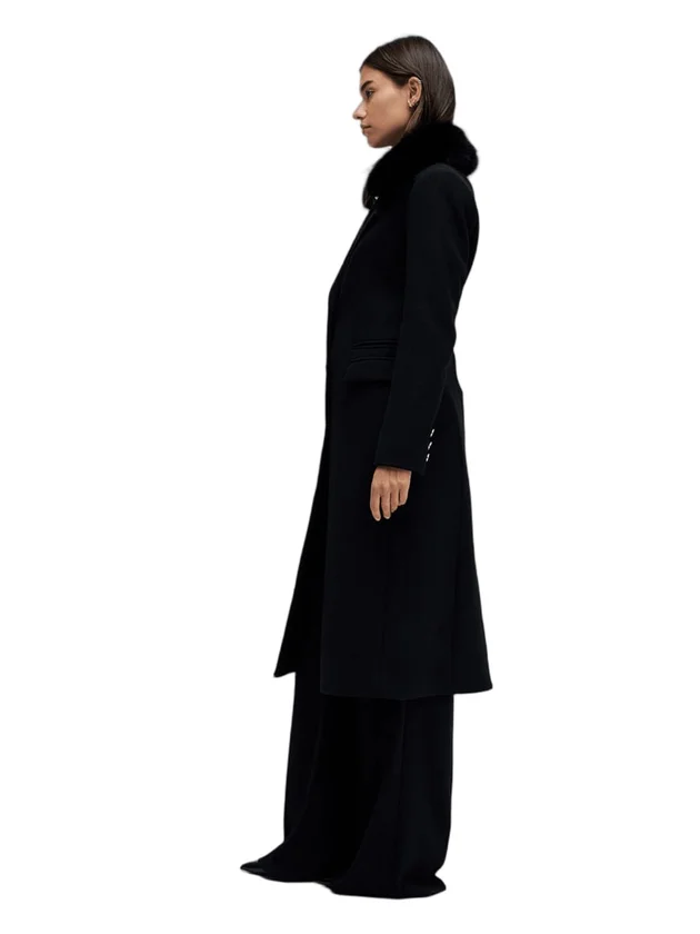 Wool Coat With Faux Fur Collar