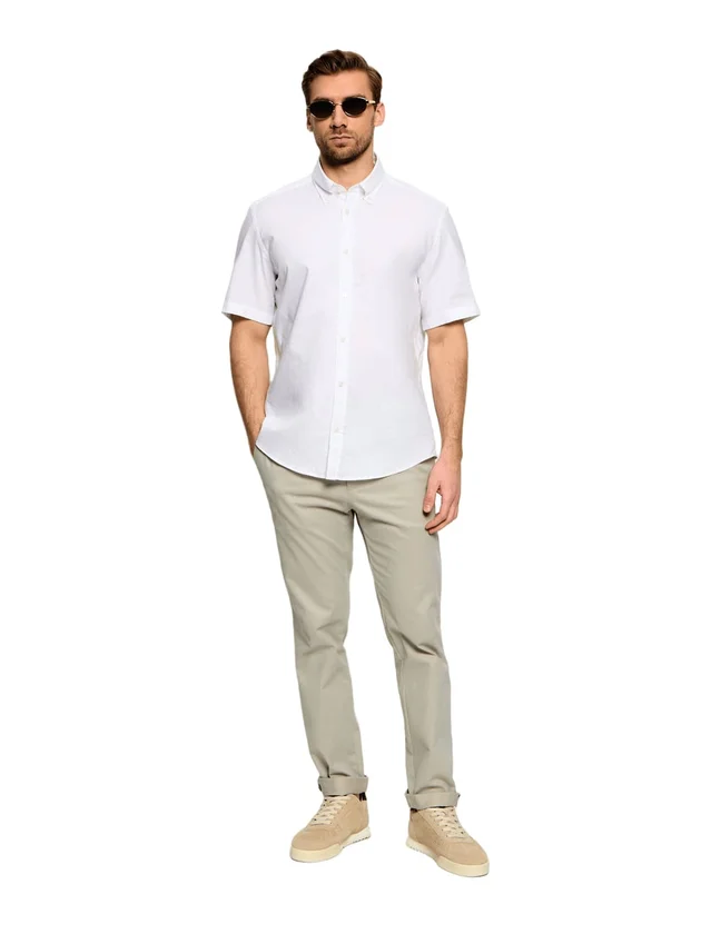 Chemise Regular Fit Rayée Broderie Logo Col Pointu Style Bowling