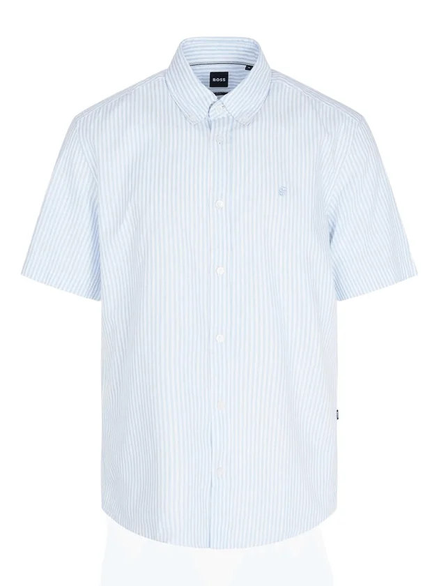 Chemise Regular Fit Rayée Broderie Logo Col Pointu Style Bowling
