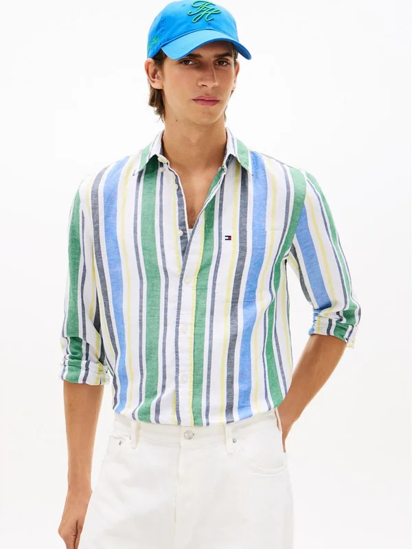 Linen Blend Bold Stp Shirt