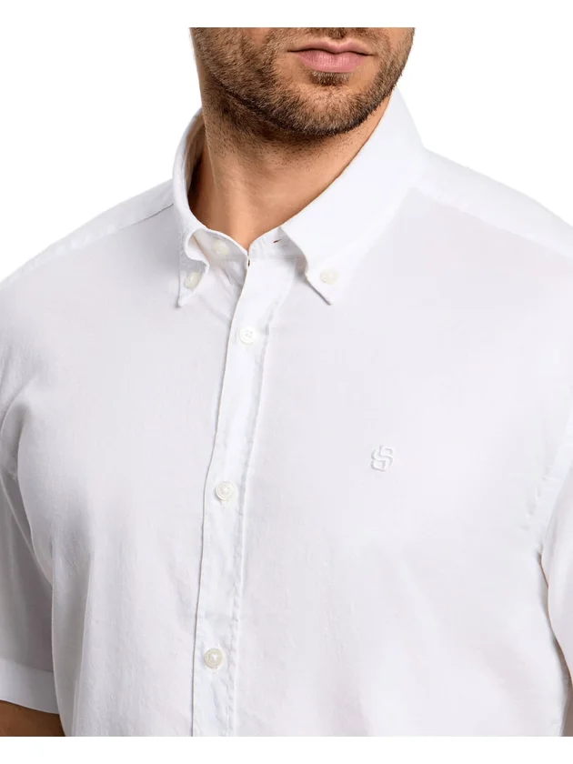 Chemise Regular Fit Rayée Broderie Logo Col Pointu Style Bowling