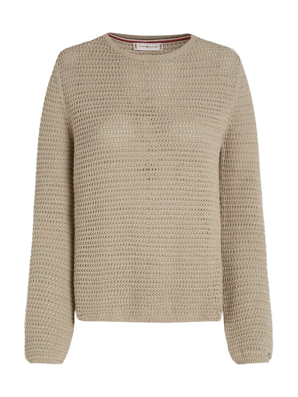 Pointelle Crochet Open Nk Ls Swt