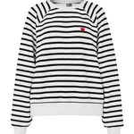 CLOUD DANCER / STRIPES:BLACK + HEART EMB