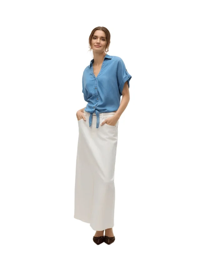 Fleur Ss Bow Tencel Shirt