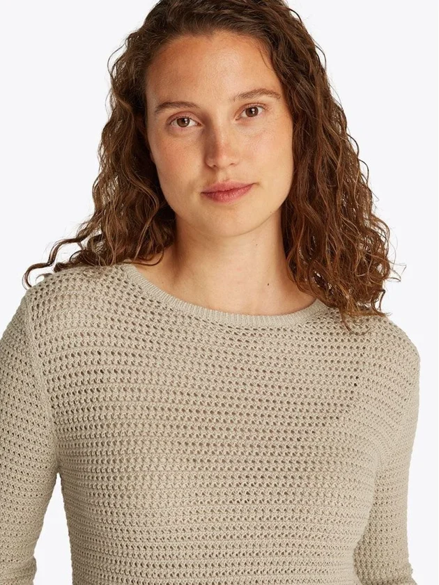 Pointelle Crochet Open Nk Ls Swt