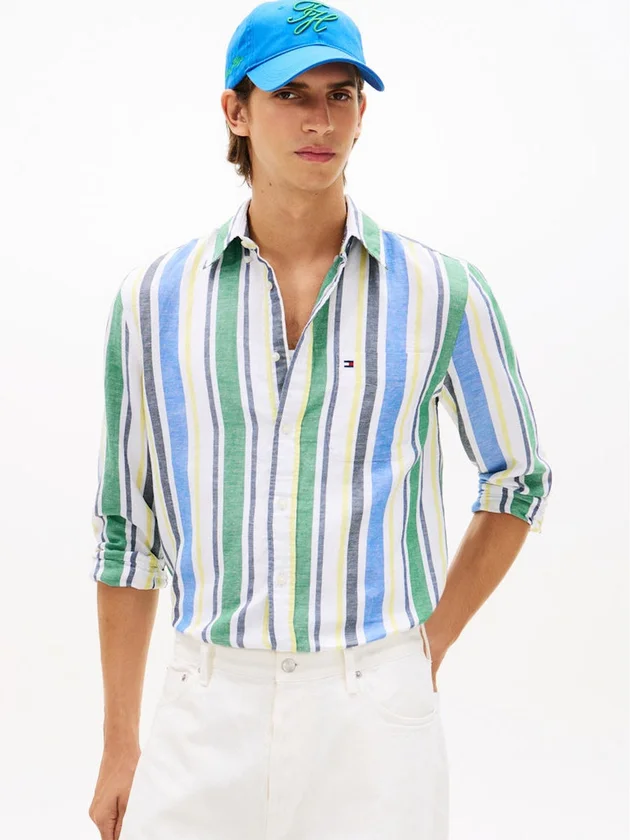 Linen Blend Bold Stp Shirt